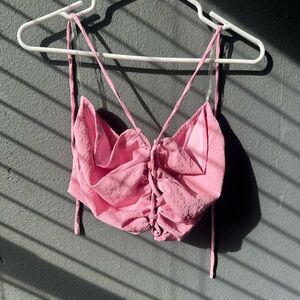 Fashion Nova Pink Textured Crop Top